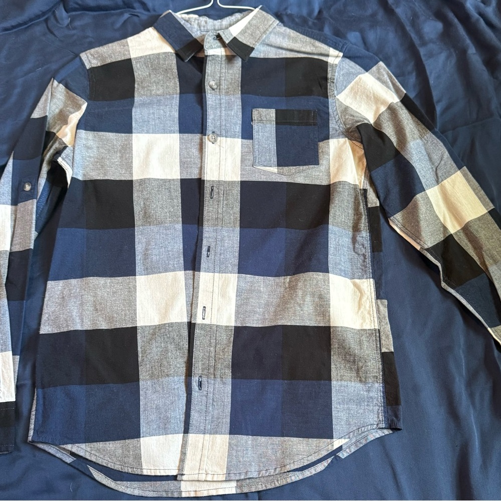 Kids Blue and Black Checkered Shirt